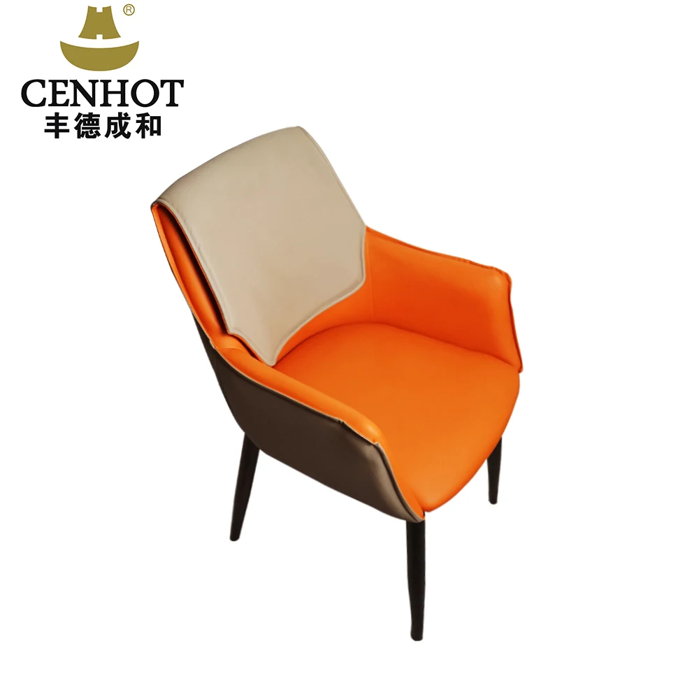 Factory Luxury Customized PU Leather Seat commercial metal Dinning Chair for restaurant