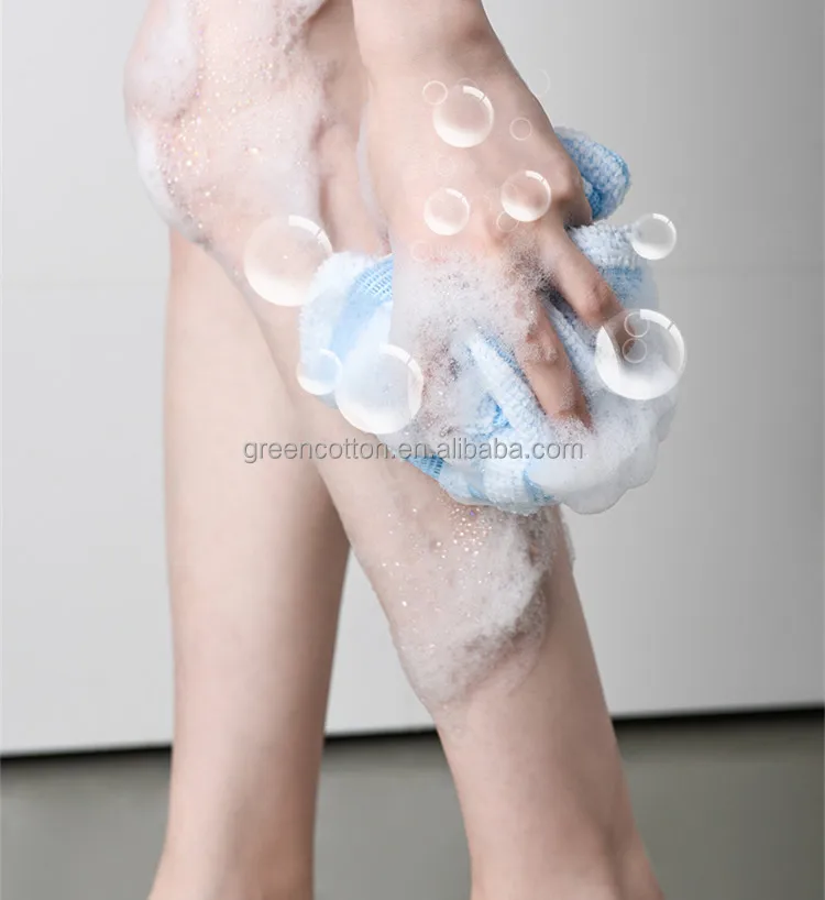 Custom Logo Exfoliating Washcloth Face Body Scrub Towel Japanese Exfoliating Towel Body Scrubber 2 Sides for Scrubbing Washing