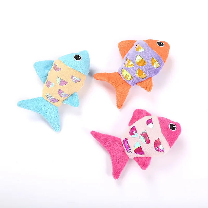 Manufacturer Wholesale Interactive Small Soft Fabric Cat Toy Refilling Catnip Fish Cat Plush Toy