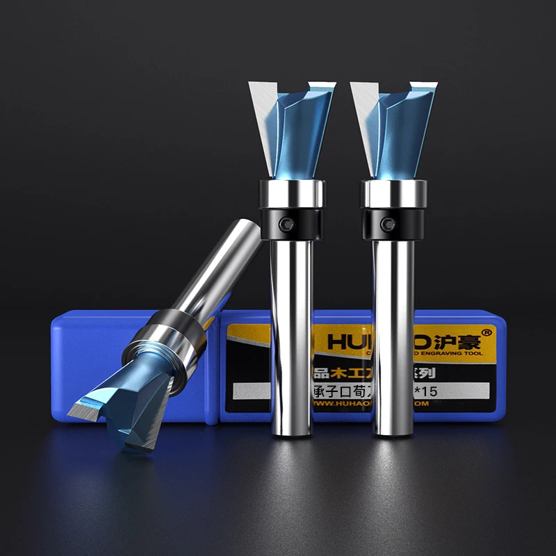 HUHAO Woodworking Engraving bit Dovetail chamfer Slotting Tenoning joinery Milling Cutter Dovetail Router Bits