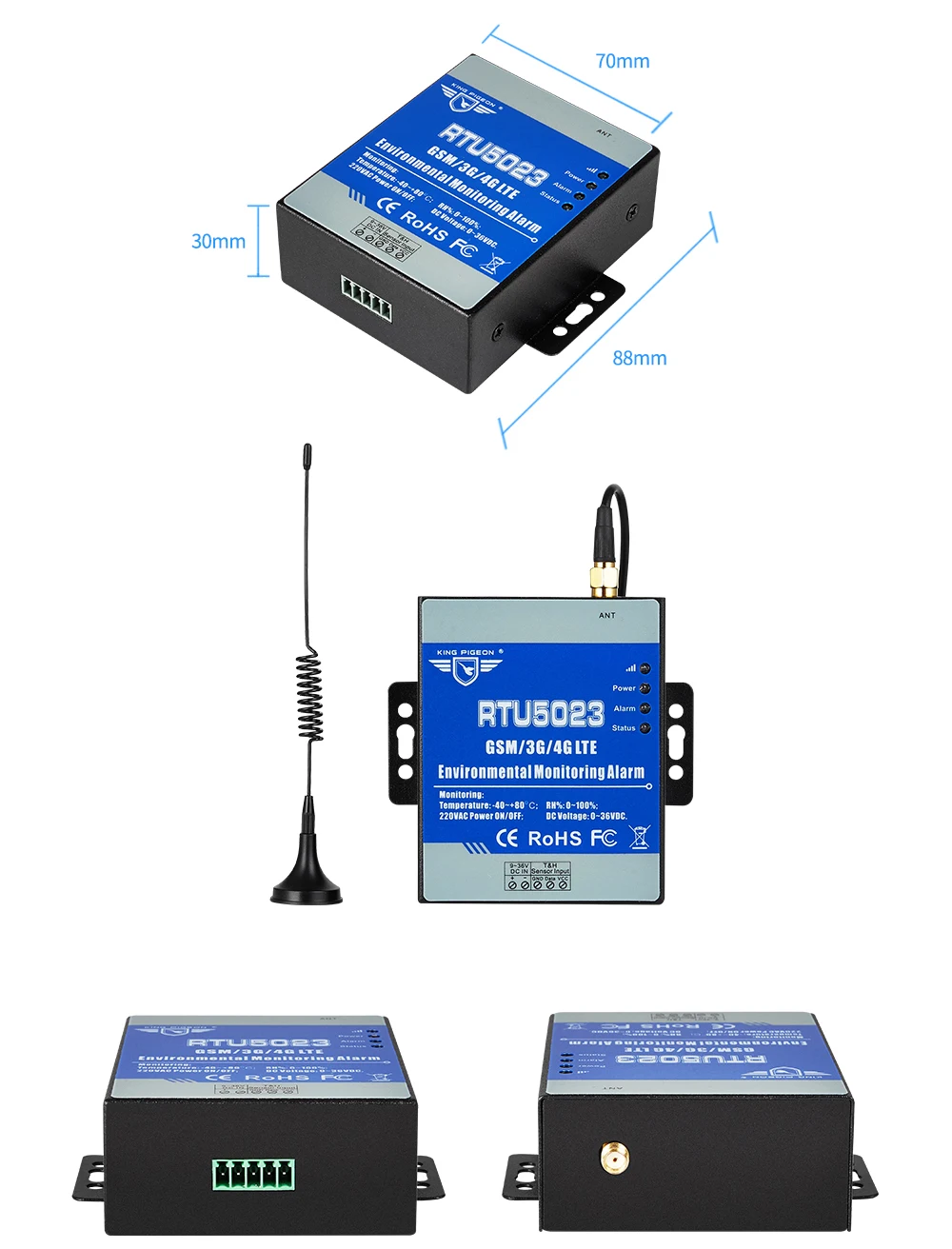 Умная рекомендую GSM Температура влажности окружающей среды сигнализации RTU5023 для