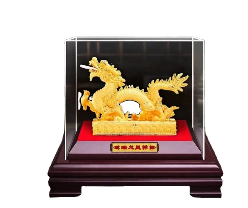 Golden Dragon Figurine Travel Gifts Chinese Dragon Sculpture Feng Shui Items Desktop Home Decoration Dragon Figurine
