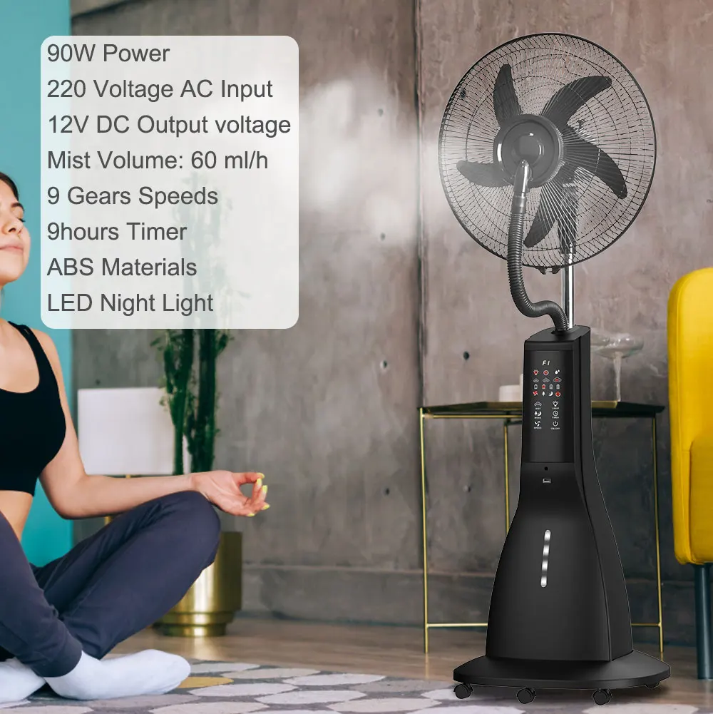 New Product Standing Fan with Solar Panel 9 Speeds Portable Rechargeable Fan