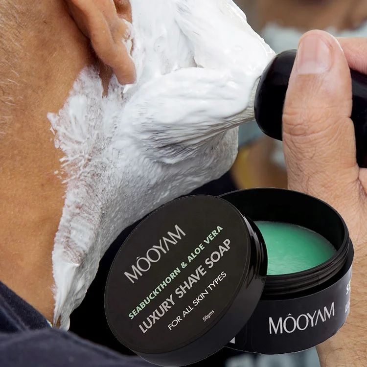 Organic Seabuckthorn & Aloe Vera Luxury Shaving Soap Foam Cream Moisturizing Smooth Skin Men Shaving Soap