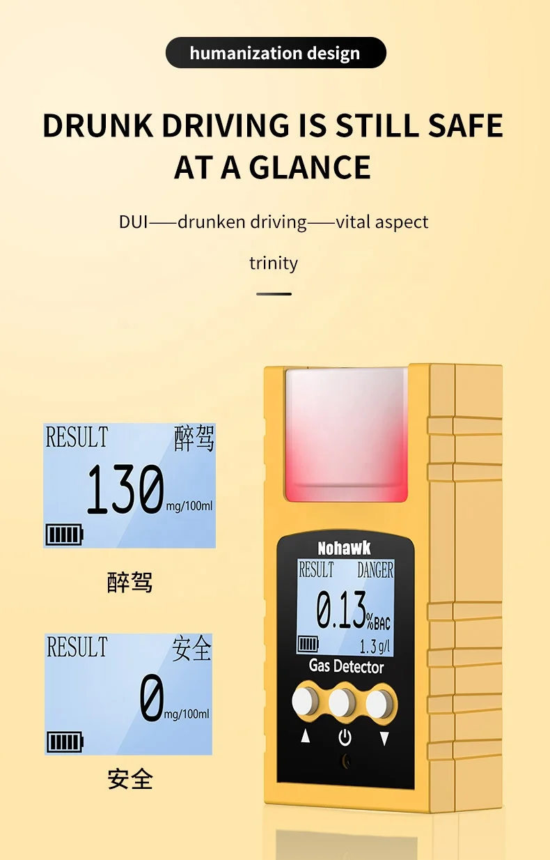 Portable handheld digital alcohol detector meter checker breath tester mini alcohol tester breathalyzer
