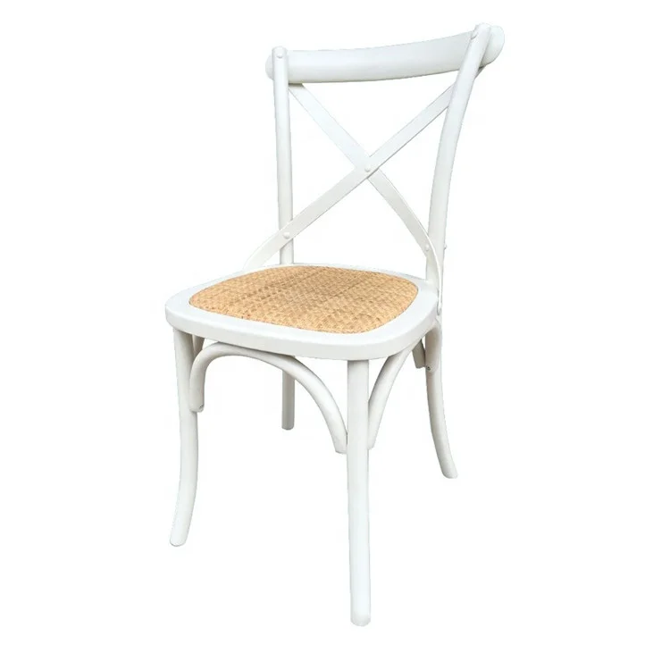 Rental Wedding Stackable Wooded Antique Classic X Chair Cross Back Chair Dining Chair with Rattan
