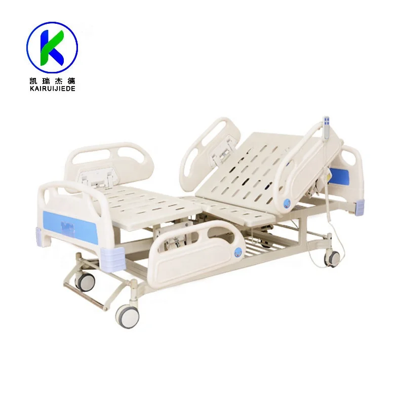 Jiede Medical consumables medical furniture two function electric hospital bed for patients with side rail central locking caste