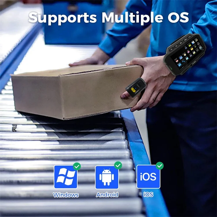 Promotion 2D finger barcode scanner match with wearable tablets BT wireless QR code finger scanner