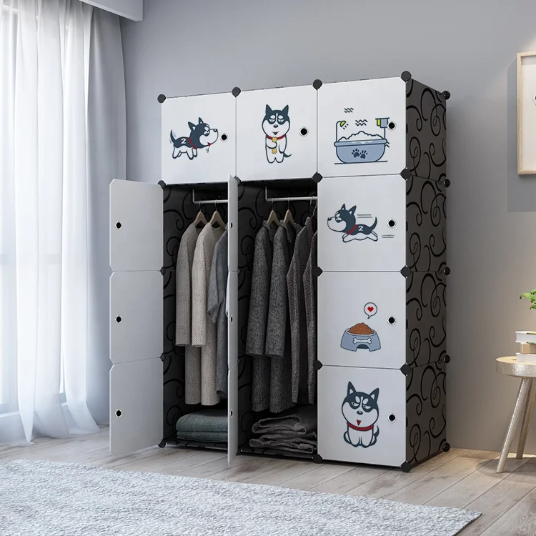 Cartoon design kids toy wardrobe with door