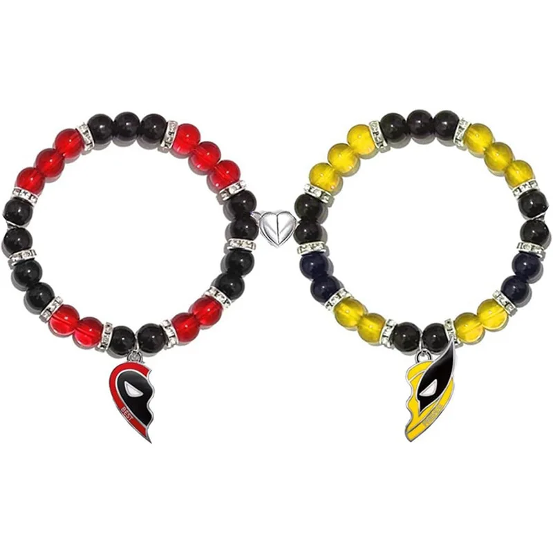 2pcs Superhero Matching Bracelets Wolverine Best Friends Heart Couples Friendship BFF Bracelets for BFF Friendship Jewelry