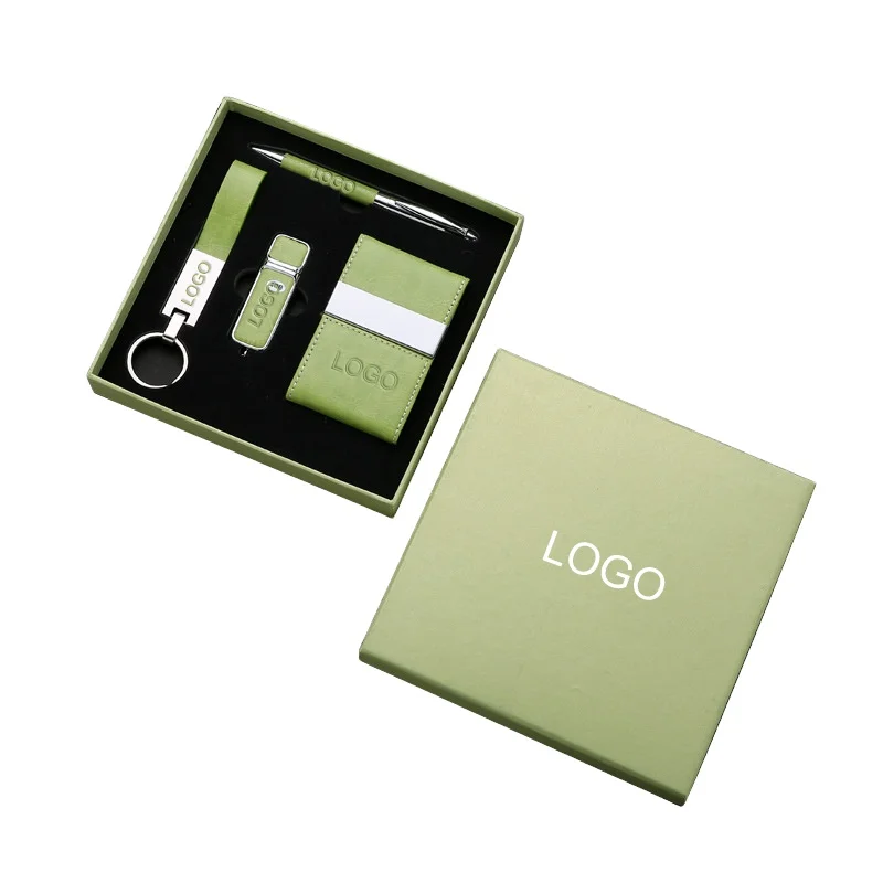 
Promotional Gift Sets Corporate Business Gift Sets Logo Customized Card Holder USB Flash Drive Ballpen & Keyholder Gift Sets 