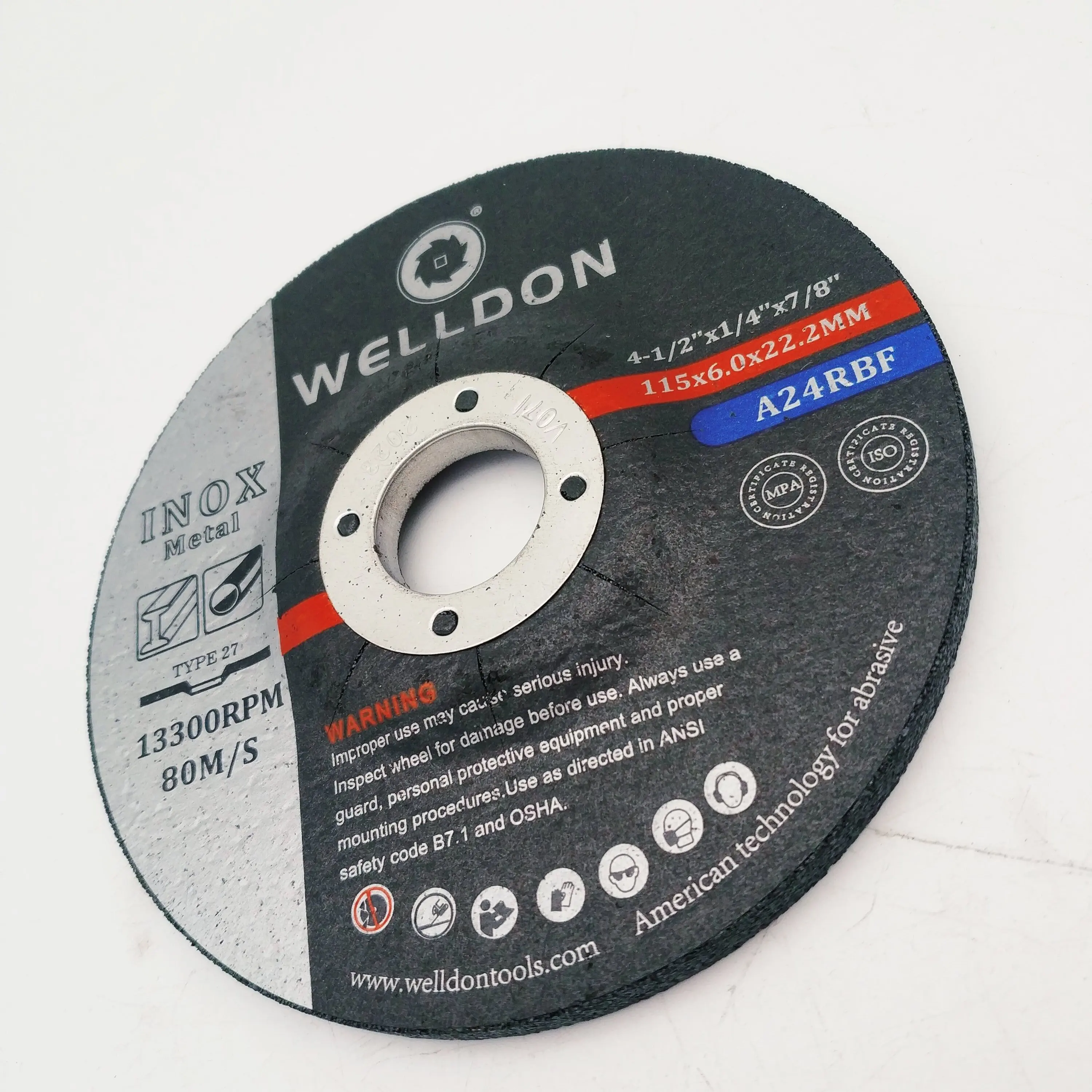 WELLDON 4.5' 115x6x22.23mm angle grinder discs lapidary grinding polishing disc steel cutting disc metal 4.5 inox china wheel