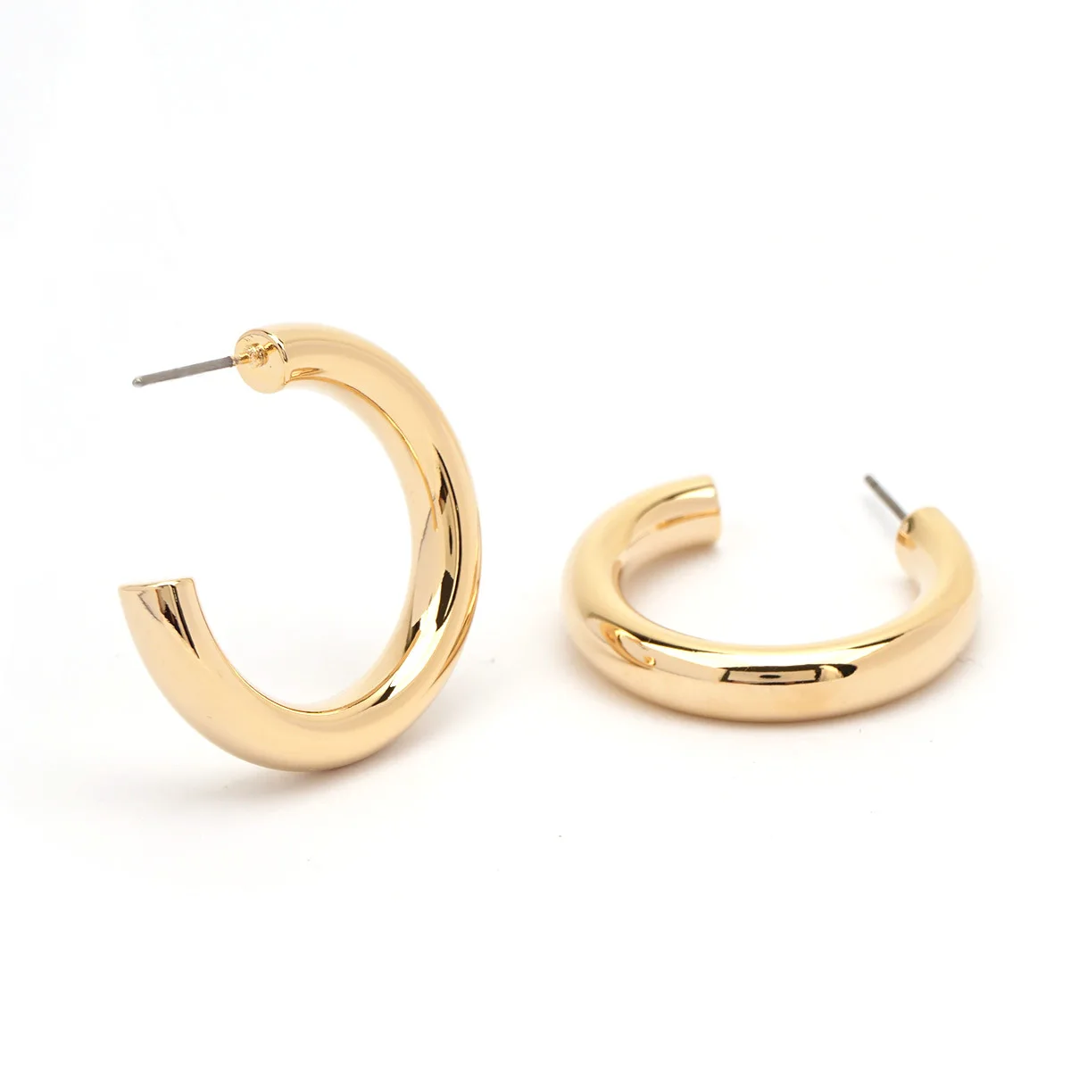 14K Gold Colored Chunky Open Hoops Gold Hoop Earrings for Women