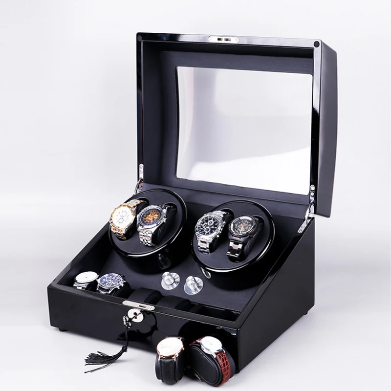 Luxury Relojes Mechanical Automatic Automatic Glass Wood Watch Winder Glass Display Box Supply Winder Shaker