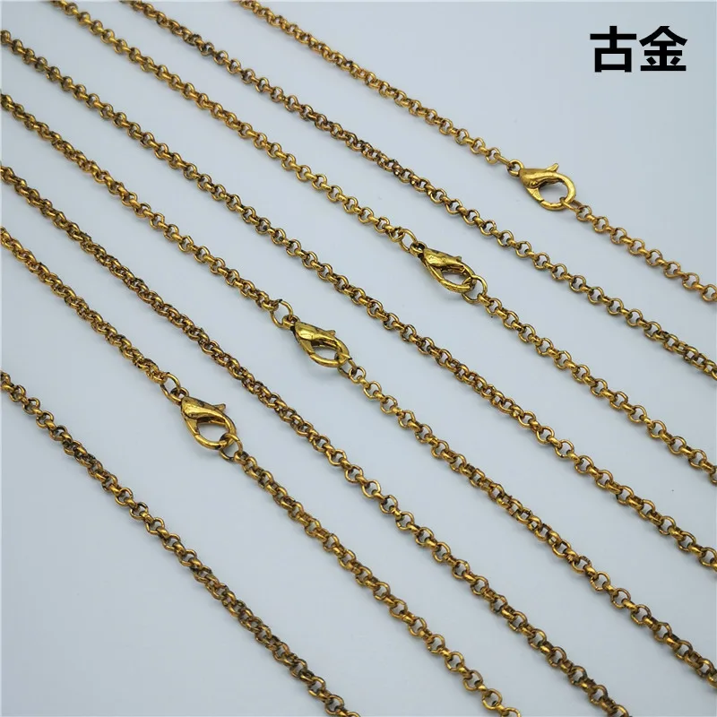 Queena Brass Necklace Chains 22 Inch Link Cable Chain Necklace with Lobster Clasps Bulk for Jewelry Making