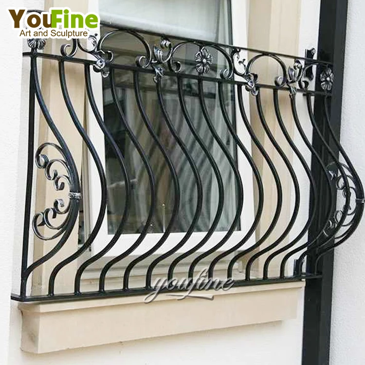 Outdoor modern wrought iron balcony handrail design