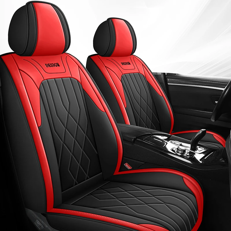 5 Pieces LB Front and Rear Car Seat Covers, Waterproof Nappa Leather Full Set Car Seat Protectors with Headrests Auto