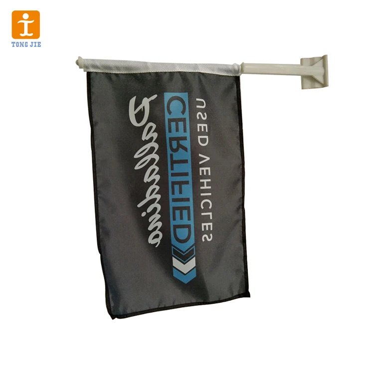 Plastic FlagPole With Polyester Flag And Hanging Style Window Car Flag