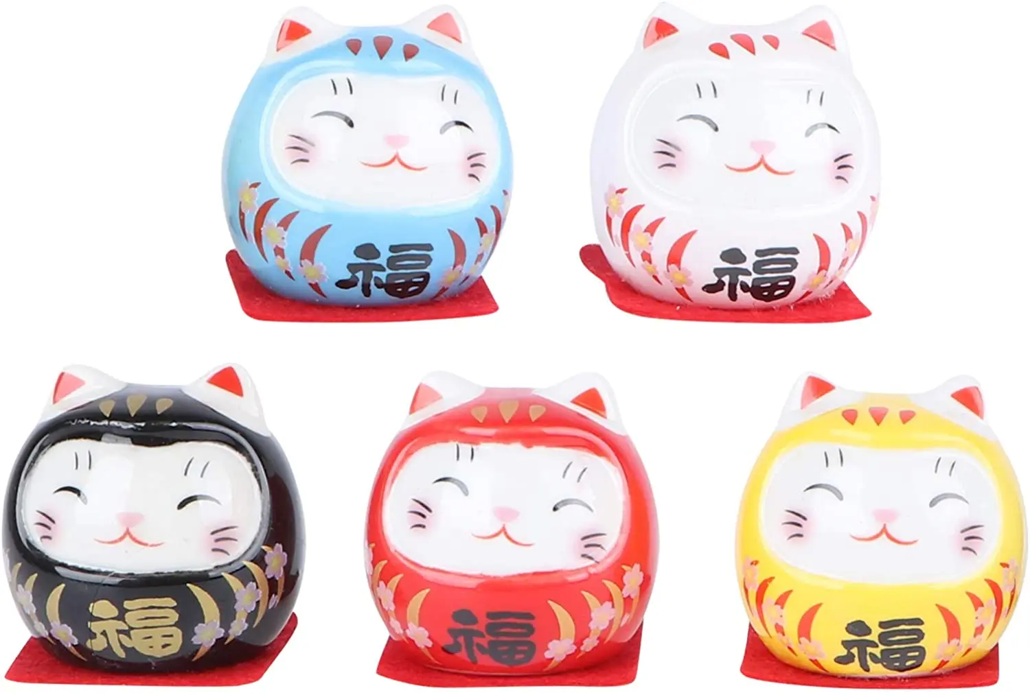 Porcelain Mini Ceramic doll Daruma Japanese Fortune Miniature Desktop Car Interior Decoration