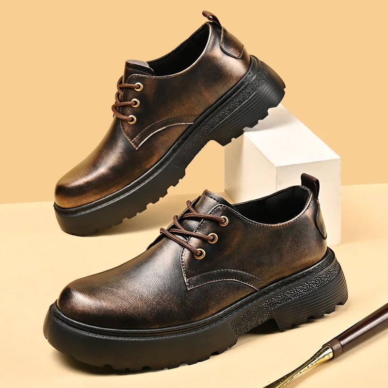 Factory Supply In Ready Stock Pure Genuine Leather Oxford Height Increase Business Office Men Leather Dress Shoes