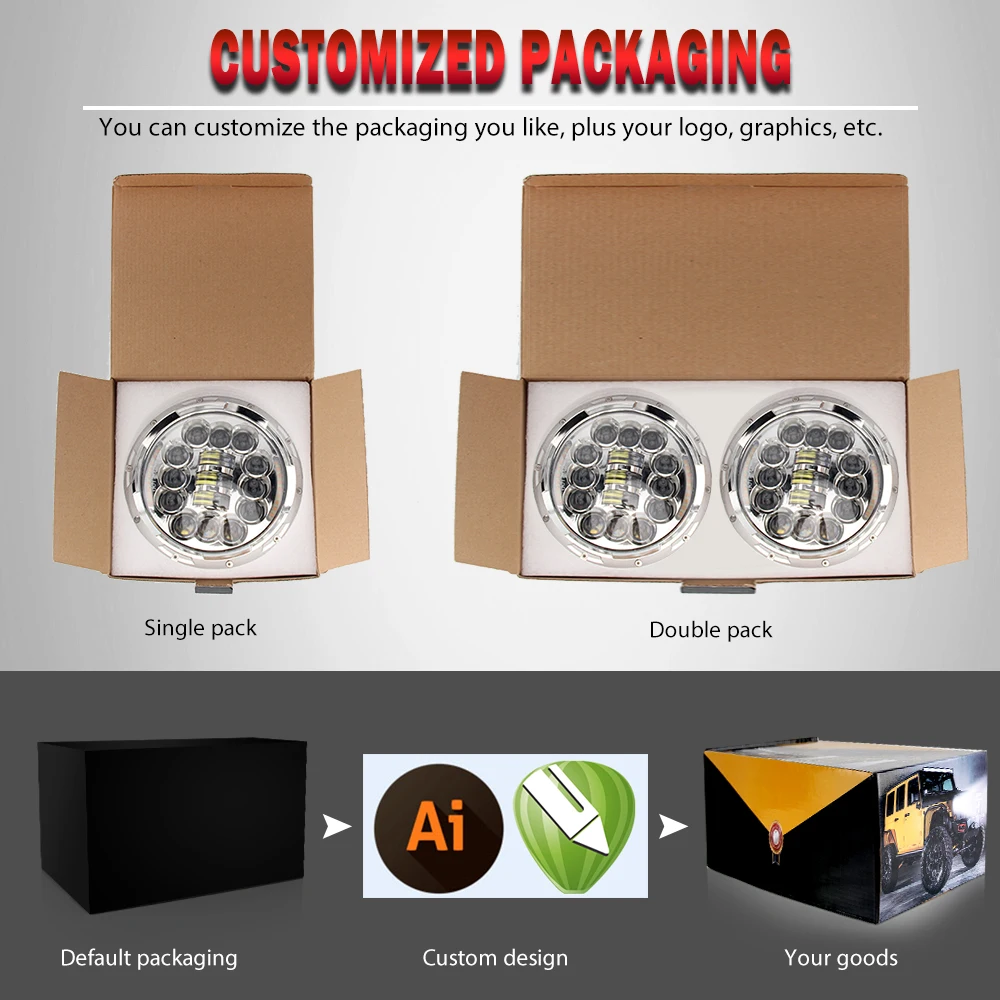 
Dot Approved Daymaker 50W 30W Turn Amber Hi Lo Halo Ring 12v 24v Round DRL H4 Angle Eye 7