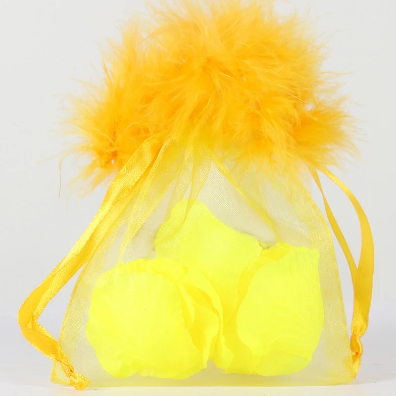 Wholesale Organza Bags  Hot Selling  Jewelry Pouch New Design Feather Organza Bag Colorful Bags Organza