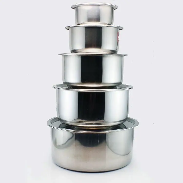 Thickened stainless steel cooking pot seasoning pot with lid five-piece set
