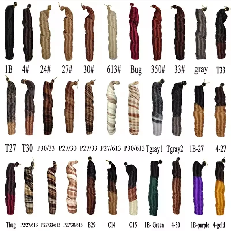 20-Inch Silky Spiral Curl Crochet Braid French Curls Synthetic Braiding Hair Extensions in Pony Style Loose Body Wave Style