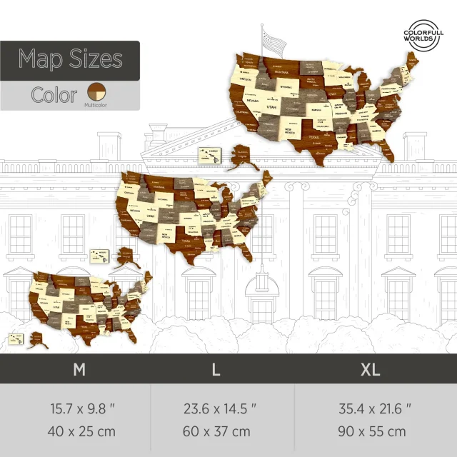 New Desgin Wooden World Map Home Office Decor 3D Wooden Wall Map of USA Features