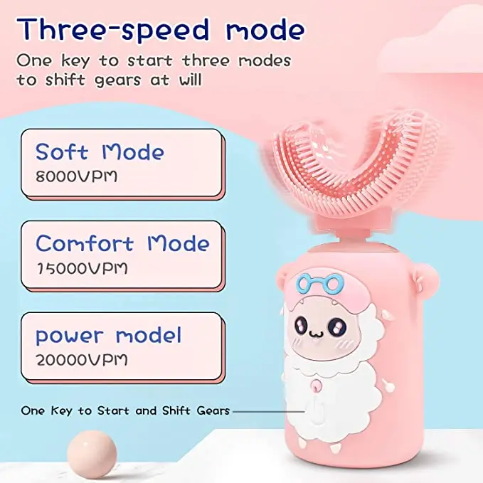 360 градусов детская умная электрическая зубная щетка u-образная детская силиконовая звуковая зубная щетка на батарейках для детей