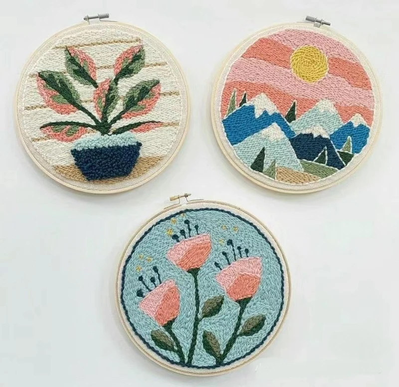 Interior Design Wall Art Ideas Punch Needle Kit for DIY Modern Wall Hanging for Home & Office