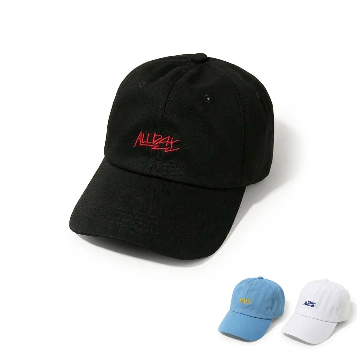 High Quality Promotional All Day Logo Baseball Cap 6-panel Embroidery For Men Hat