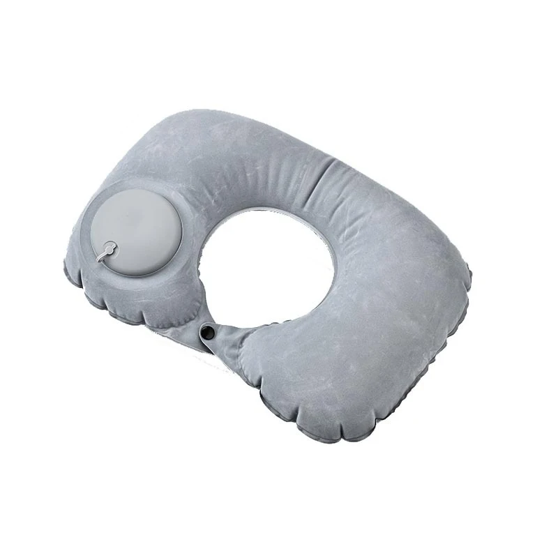 PVC Flocking Neck Support Pillow Portable U-shaped Inflatable Neck Pillow For Airplane  Travel