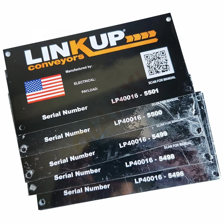 Metal printing aluminum label etched stainless steel name plates tag laser engraved anodized silver aluminium machine nameplates
