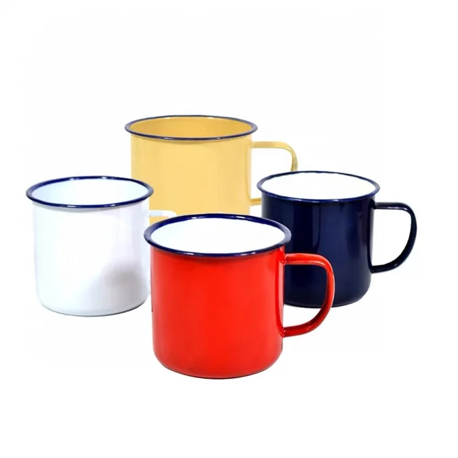 New Wholesale Sublimation Should Customize Logo Portable Outdoor Travel Camping Enamel Metal Coffee Mug Water Cup