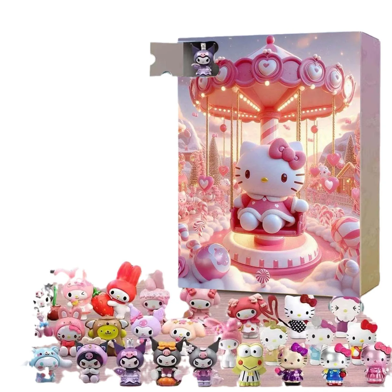 Лидер продаж оптовая продажа kawaii kitty melody 24-дневный календарь обратного отсчета аниме-фигурки kuromi рождественское появление шкатулка игрушки для детей подарки