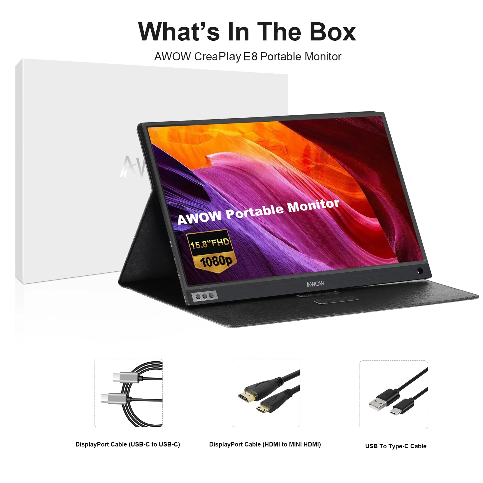 
AWOW 15.8 Inch 1080P IPS LCD Portable Display Monitor Portatil Screen Mini Portable Monitor 