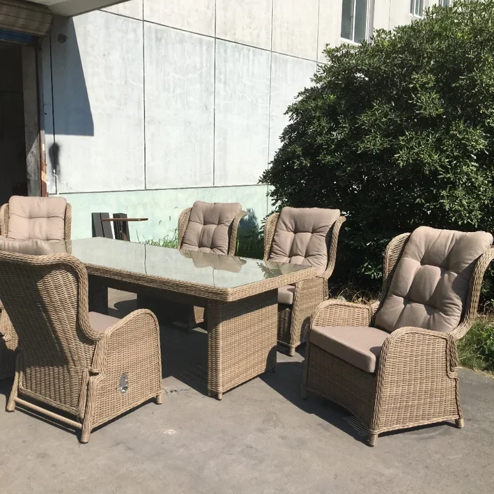 Garden Patio Furniture Outdoor Leisure Dinning Wood Painting Table and Chairs 6 Seater rattan outdoor dining sets