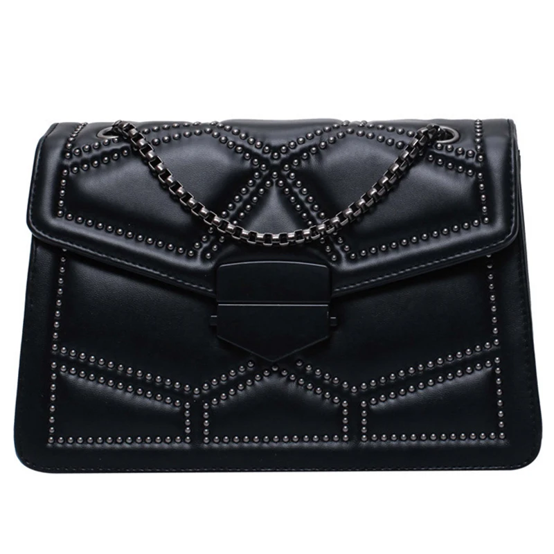 Wholesale Chain Bag PU Fashion Senior Sense Riveted Ladies Crossbody Shoulder Bags women Bags