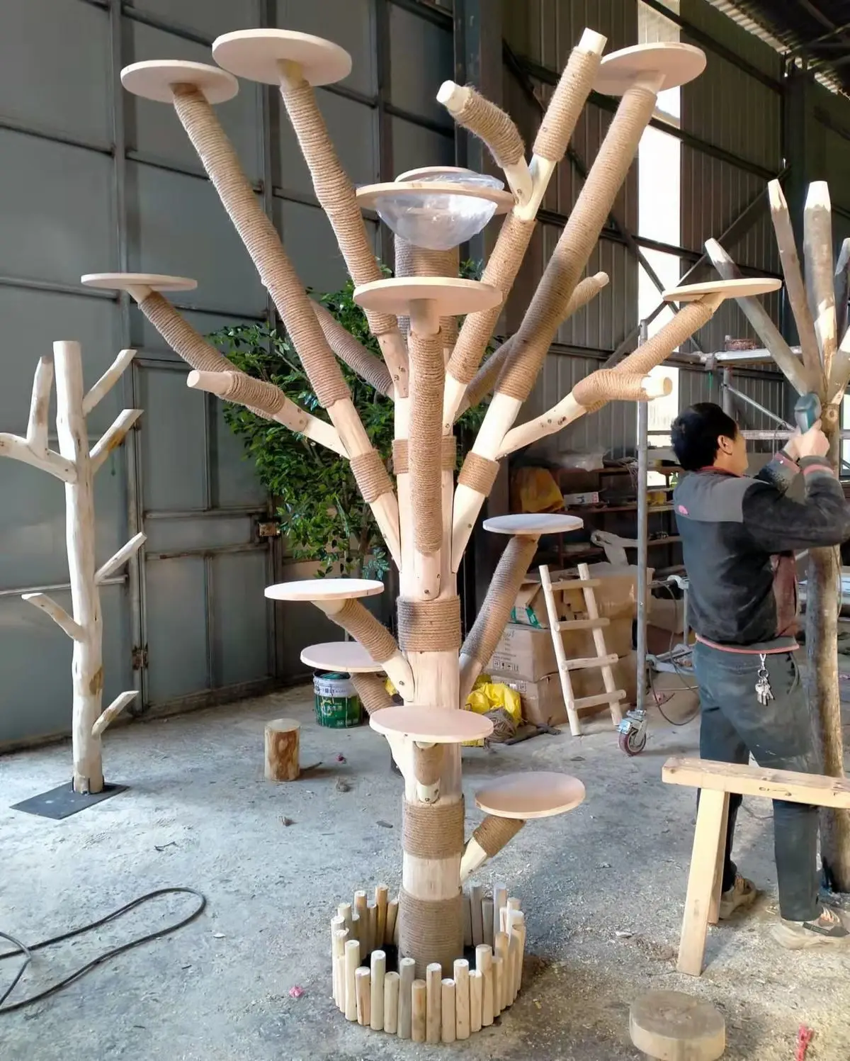 Cat climbing frame wear-resistant non-stick hair real trunk solid wood rack large cat tree net cat climbing tree