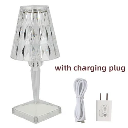 New Design Clear Creative Table Night Light Portable Touch Crystal Diamonds Rechargeable Table Lamp Reflected Light Bedside Lamp
