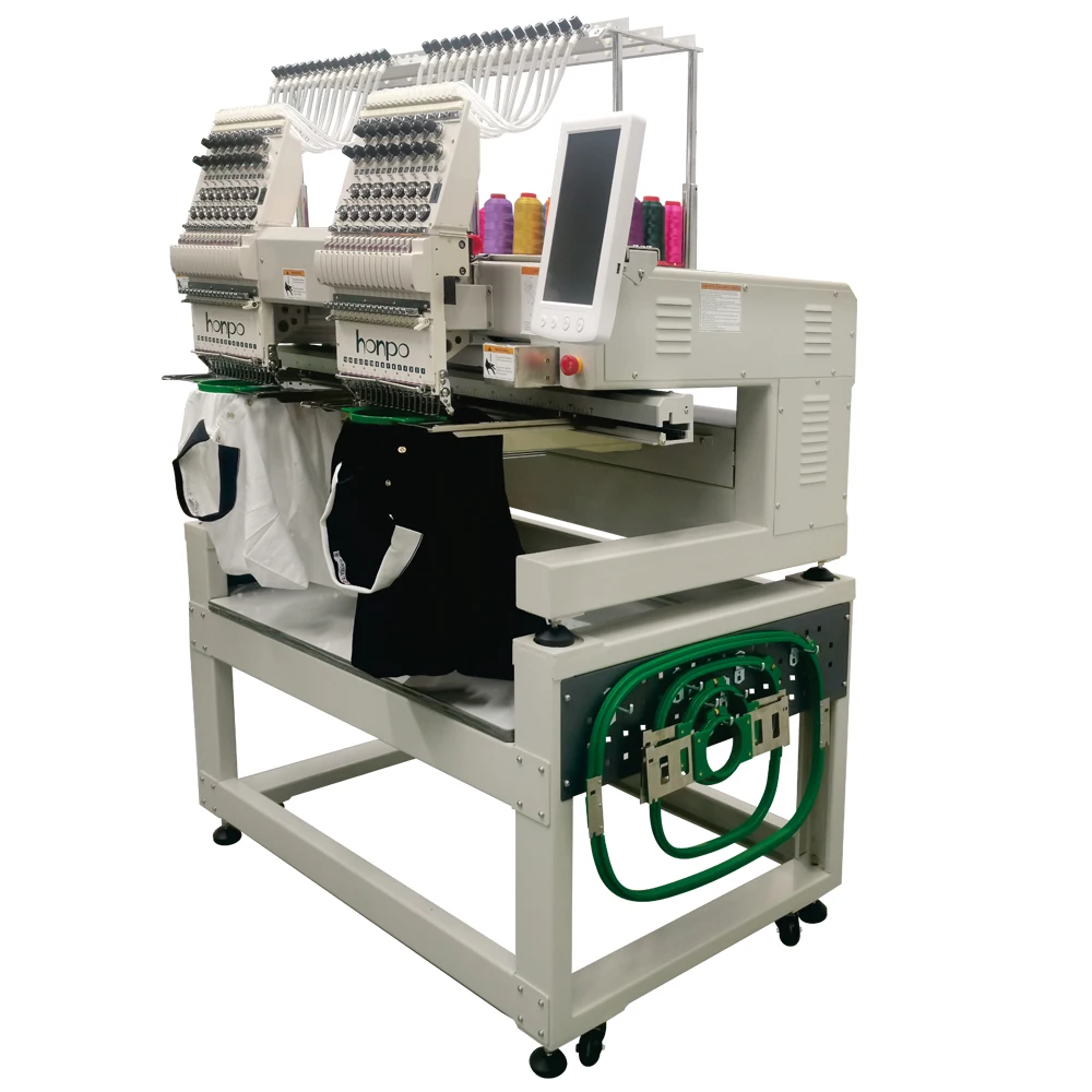 T shirt sewing machine embroidery 2 head 15 needle computerized embroidery machine price