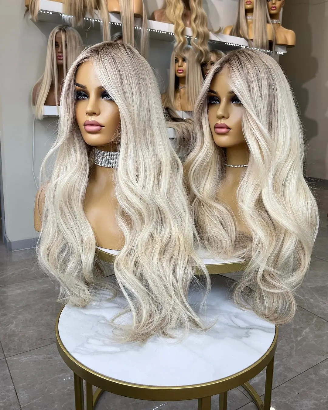 Kingdom Wholesale Price 100% Remy European Human Hair Jewish Kosher Wig Pale Platinum Balayage Color Lace Front Wigs For Women