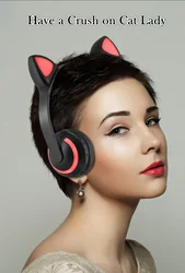 RICOO Factory Supply Cat Ear Headphone with LED Noise Cancelling Headphones Wireless Kids Headset Gaming Headset Earphone 7Color