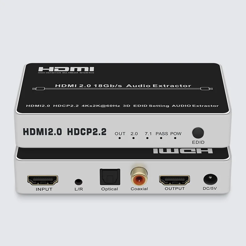 Digital Analog HDMI2.0 HDCP2.2 Input Output L/R Optical Coaxial DC/5V HDMI Audio Extractor 5.1 Converter Adapter Splitter