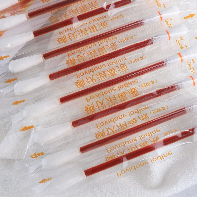 
Double-Tipped Dust-Free Disposabl Iodophor Sterile Povidone Iodine Liquid Filled Cotton Swab Individual Packed 30pcs With Pe Bag 