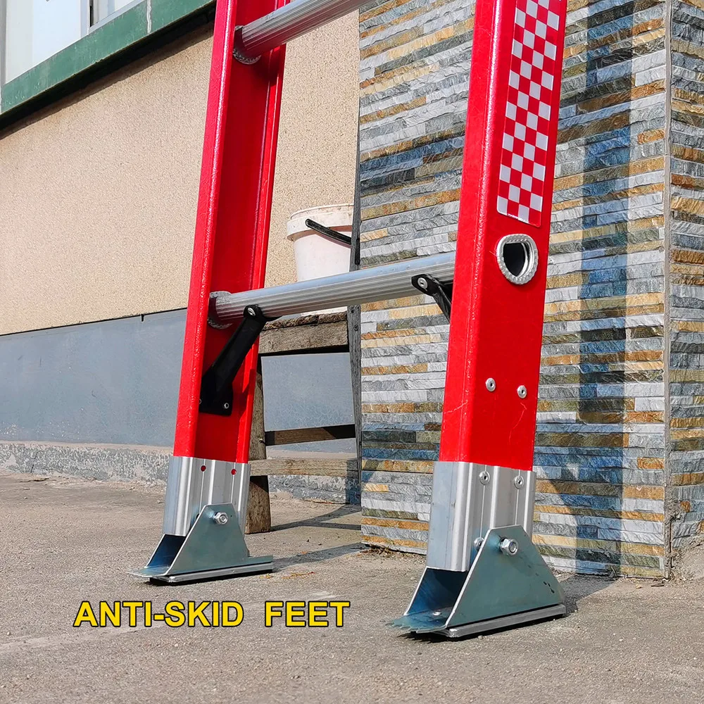 Telescopic Fire Escape FRP Cable Ladder  Electrical Insulation Extension Fiberglass Ladder