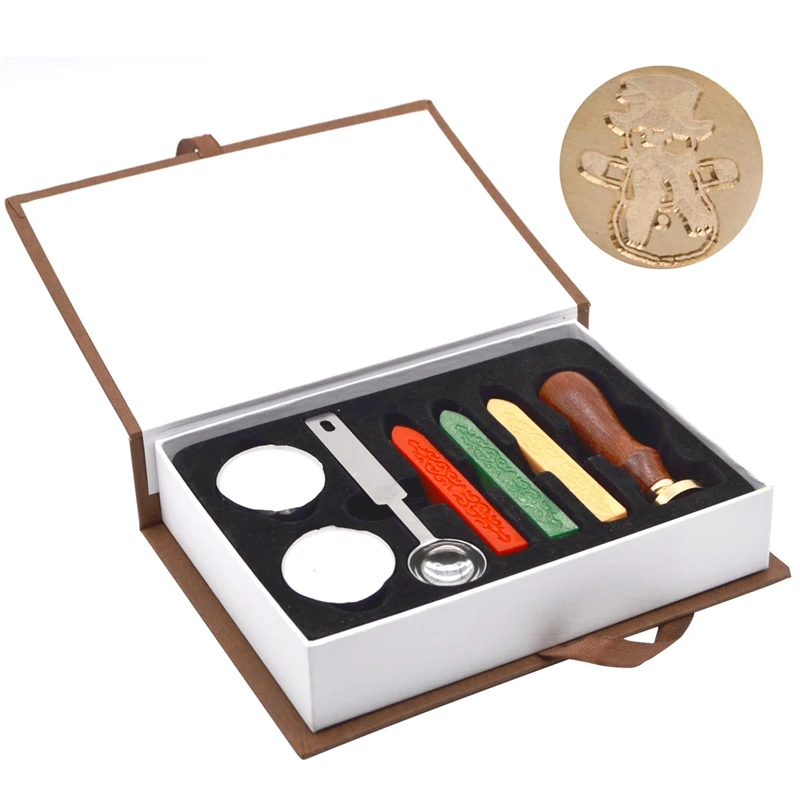 Wax Seal Set Retro Wooden Stamp Custom Office Embossing Wax Seal Metal Stamp Set for Kit Vintage Letter Envolop Set