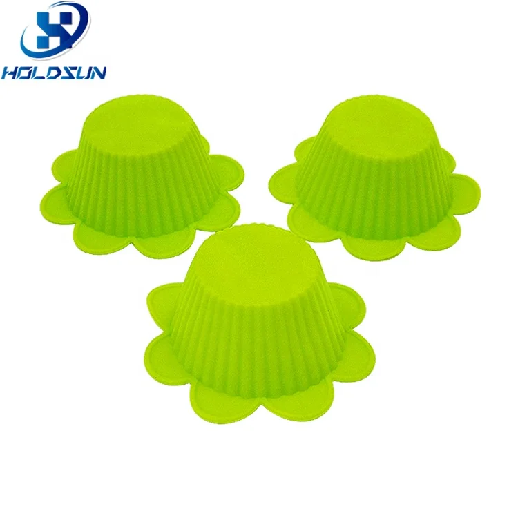 Household Non-Stick Flexible Custom Color Sunflower Round Silicone Cupcake Mold for Birthdays Baking