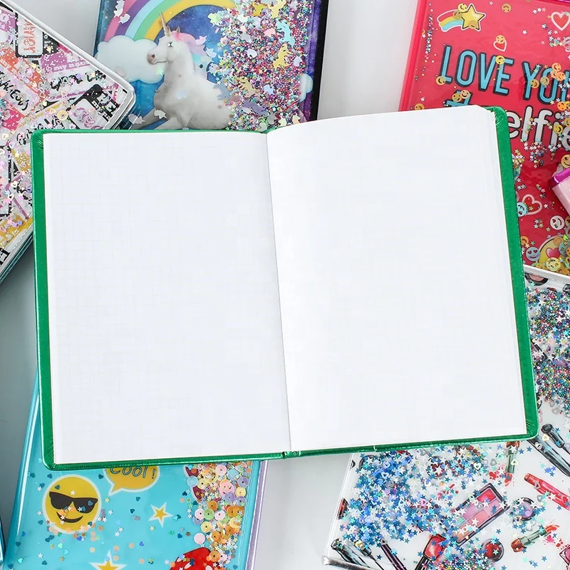 Custom size clear Oil  PVC plastic cover notebook liquid cute girl school book